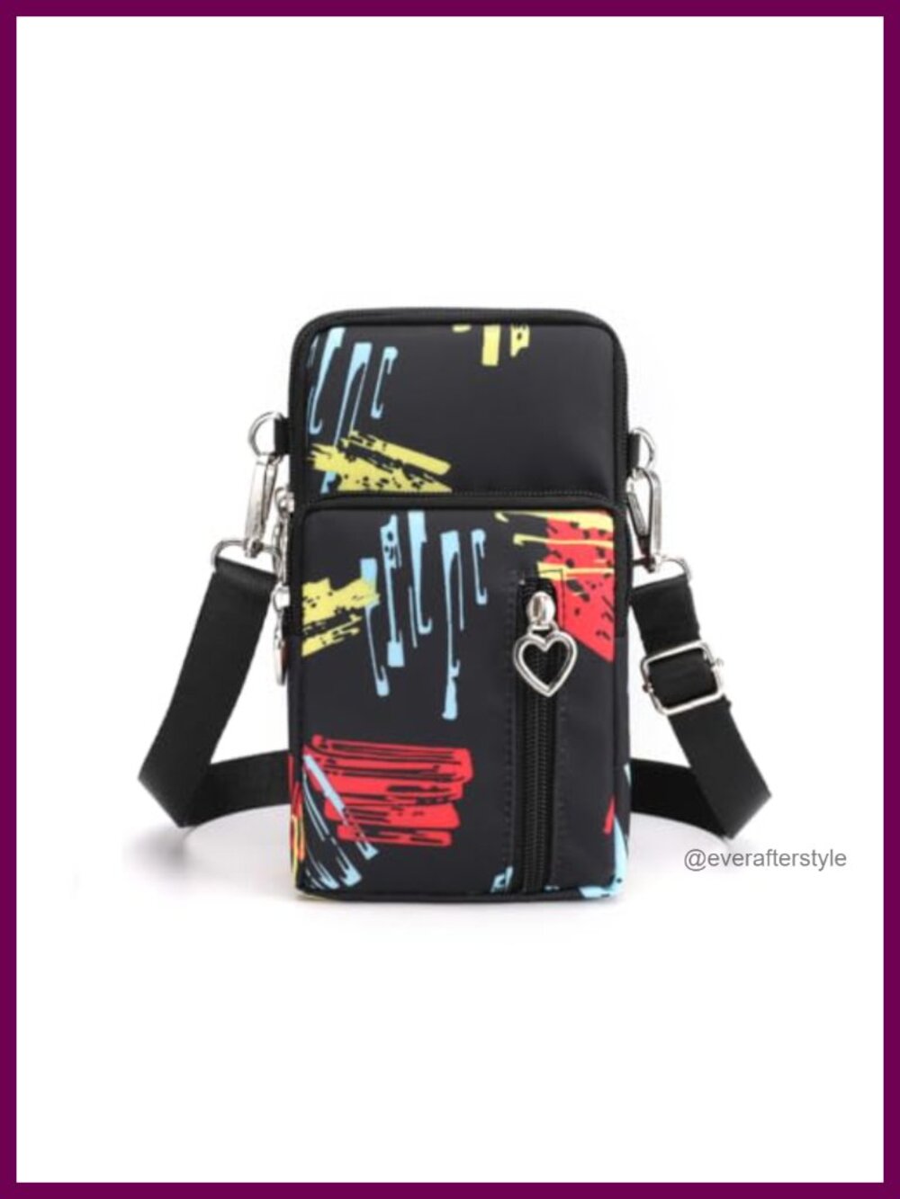 Small Nylon Crossbody Bag Mini Cell Phone Purse 3-Zip Anti-Theft Adjustable